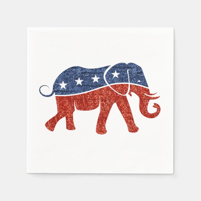 glitter republican elephant paper napkins (Front)