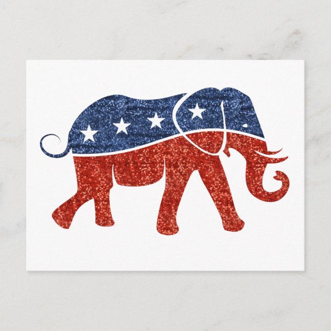glitter republican elephant postcard (Front)