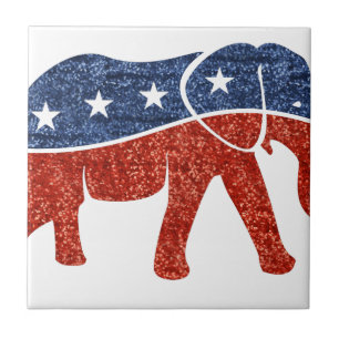 glitter republican elephant tile