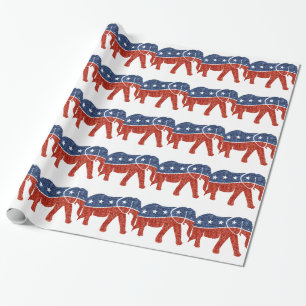glitter republican elephant wrapping paper