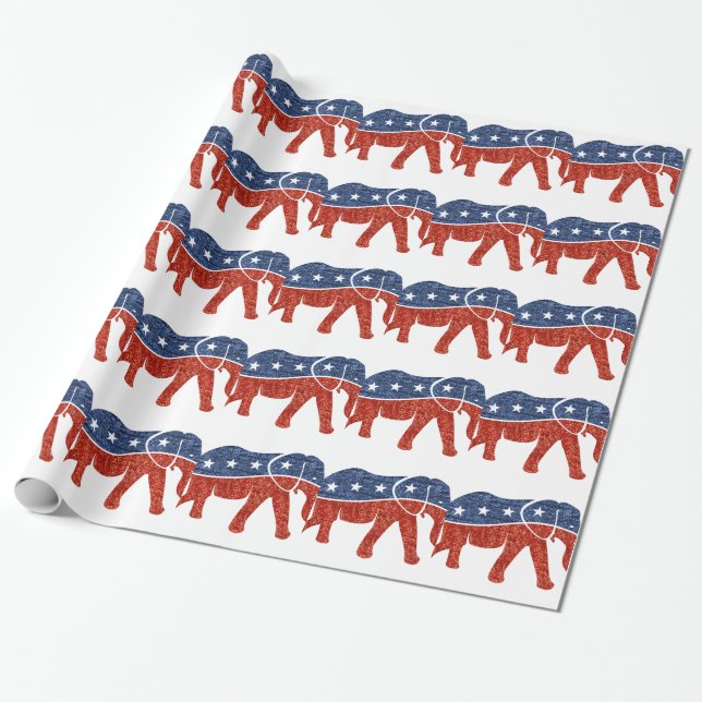 glitter republican elephant wrapping paper (Unrolled)