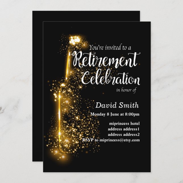 Glitter Retirement Celebration invitation (Front/Back)