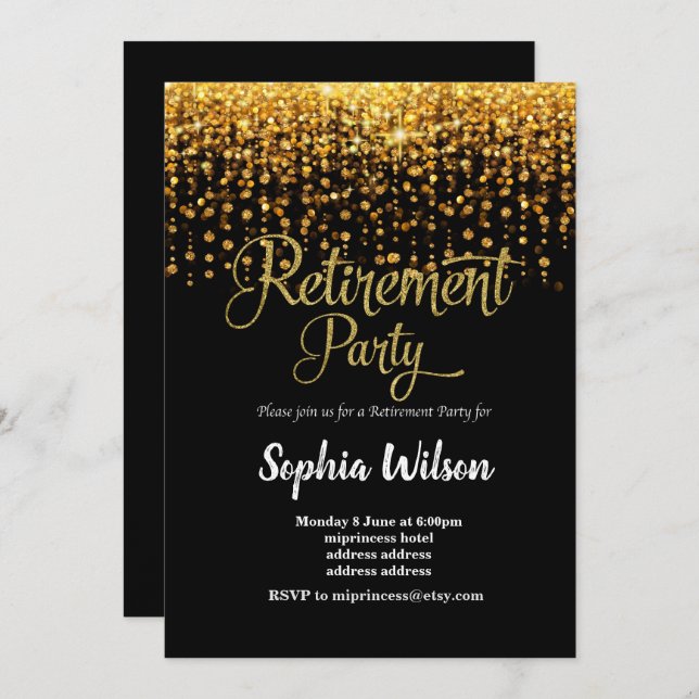 glitter Retirement Party invite (Front/Back)