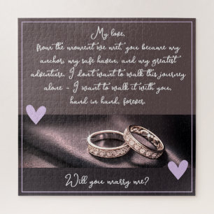 Glitter Rings Marriage Proposal Will You Marry Me Jigsaw Puzzle