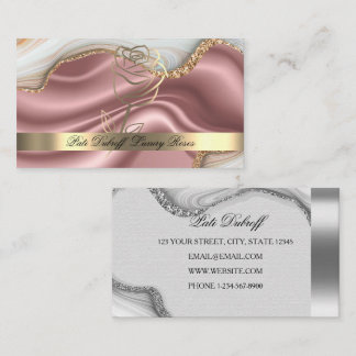 Glitter Rose Bouquet Gifts Sparkle Marble Business Card