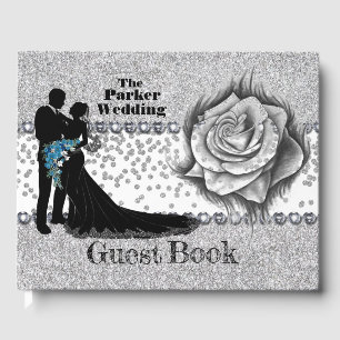 Glitter, Rose Diamonds & Bow Wedding Guest Book