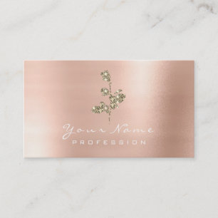 Glitter Rose Flower Gold Champagne Faux Business Card