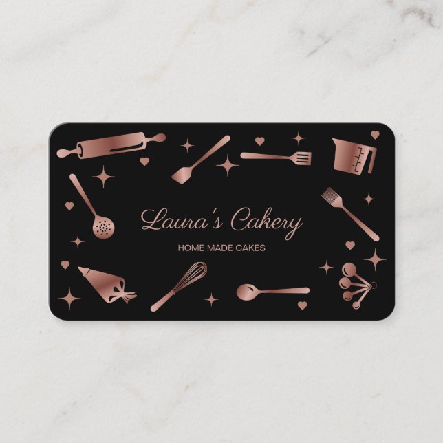 Glitter Rose Gold Baking Tools Utensils Whisk  Business Card (Front)