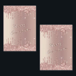 Glitter Rose Gold Christmas Card<br><div class="desc">Merry Christmas Cards with Rose Gold Blush Glitter Sparkle Drips Custom Text Pink Modern Christmas Card - Customisable - or Add Your Unique Text / Name - Make Your Special Gift - Resize and move or remove and add text / elements with Customisation tool. Choose fonts / size / colour...</div>