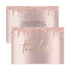 Glitter Rose gold drips marble Thank You Cards