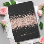 Glitter Rose Gold - Girly Sparkle Black Monogram iPad Mini Cover<br><div class="desc">Glitter iPad case:
Personalise with your name,  monogram,  initial,  or text. You can change text colour and font style using the "customise it" further option.</div>