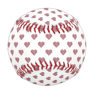 Glitter Rose Gold Hearts White Background Baseball