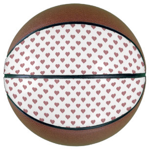 Glitter Rose Gold Hearts White Background Basketball