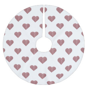 Glitter Rose Gold Hearts White Background Brushed Polyester Tree Skirt
