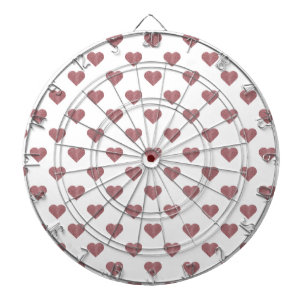 Glitter Rose Gold Hearts White Background Dartboard