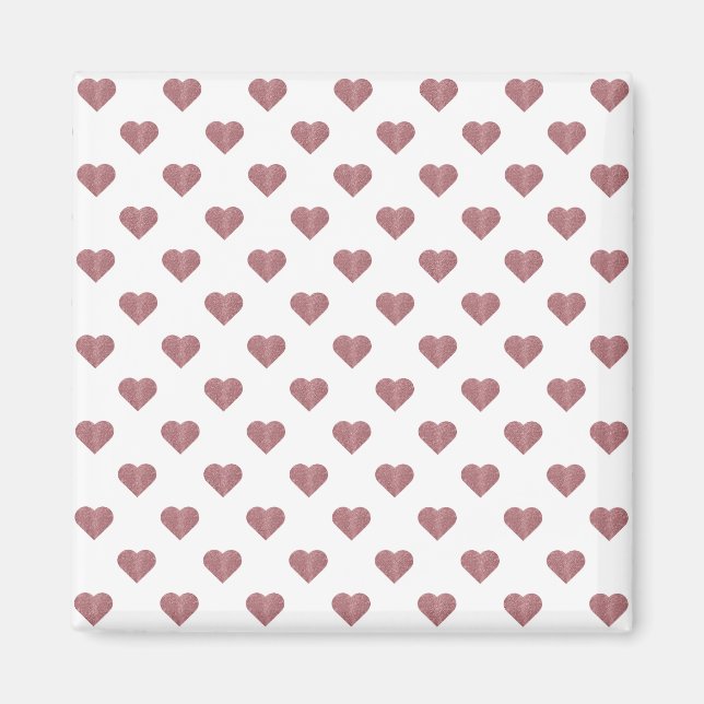 Glitter Rose Gold Hearts White Background Magnet (Front)