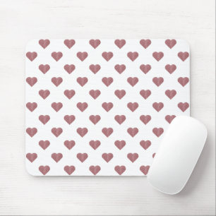 Glitter Rose Gold Hearts White Background Mouse Pad