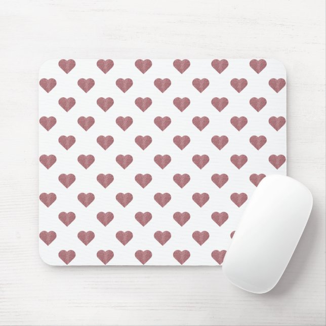Glitter Rose Gold Hearts White Background Mouse Pad (With Mouse)