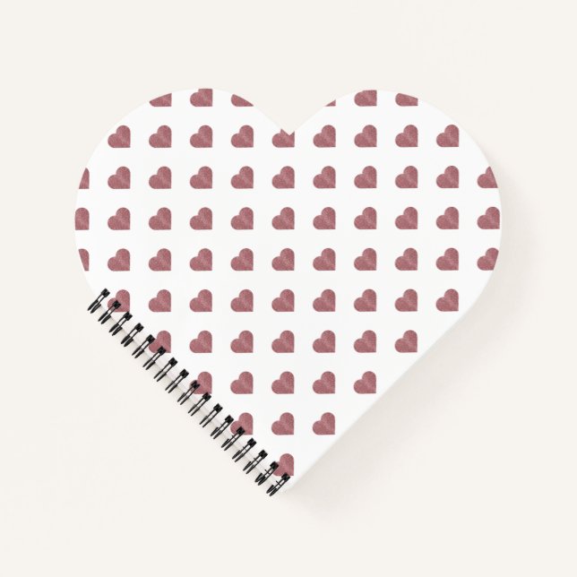 Glitter Rose Gold Hearts White Background Notebook (Front)