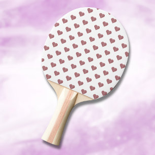 Glitter Rose Gold Hearts White Background Ping Pong Paddle