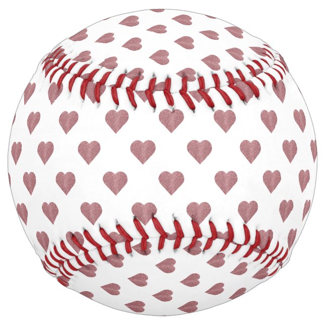 Glitter Rose Gold Hearts White Background Softball (Front)