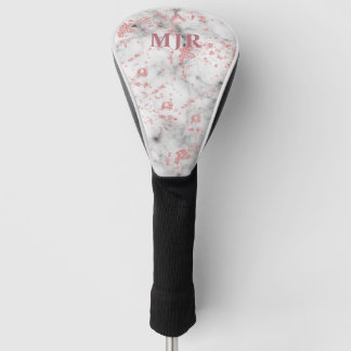 Glitter Rose Gold Marble | Monogram Personalised Golf Head Cover