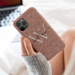 Glitter Rose Gold Monogram iPhone 15 Pro Case<br><div class="desc">The monogram is in the centre with your initial and then your name across.</div>