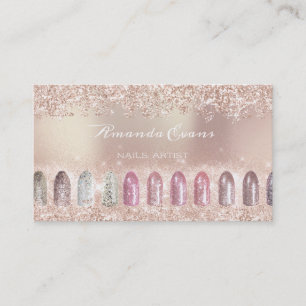 Glitter Rose Gold Nail Artist Appointment Manicure Card
