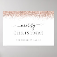 Glitter Rose Gold Name White Merry Christmas
