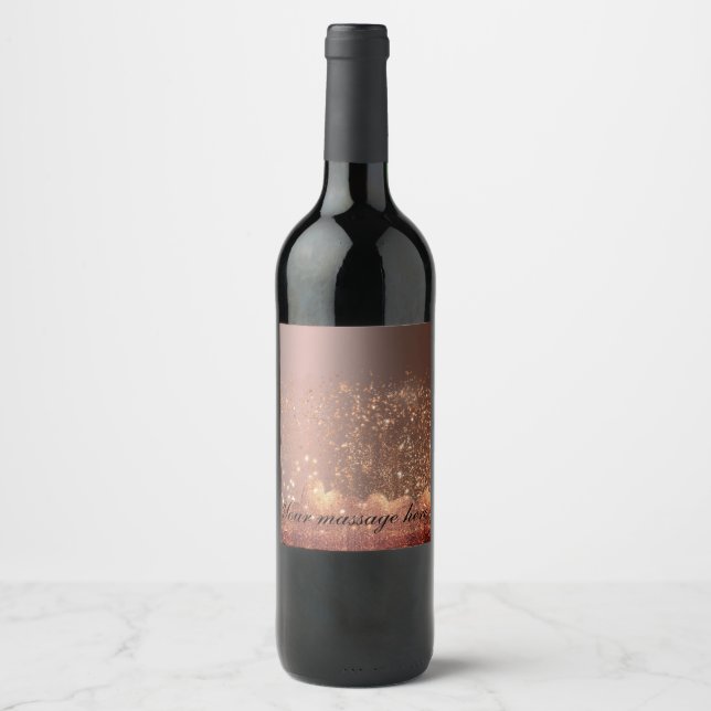 Glitter rose gold  wine label (Front)