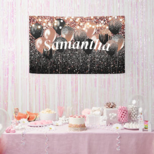 Glitter Rose Personalised Balloon Party Decoration Banner