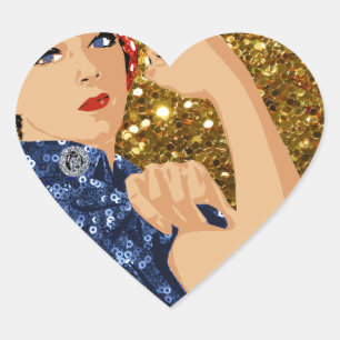 glitter rosie the riveter heart sticker