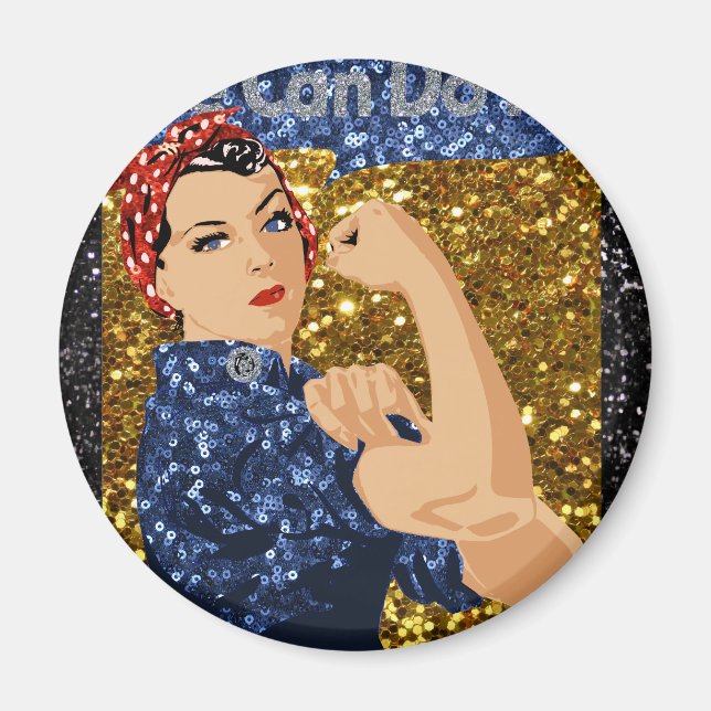 glitter rosie the riveter magnet (Front)
