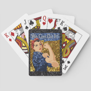 glitter rosie the riveter playing cards