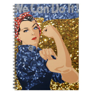glitter rosie the riveter spiral notebook
