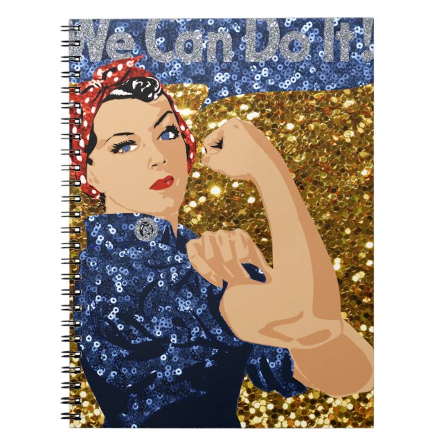 glitter rosie the riveter spiral notebook (Front)