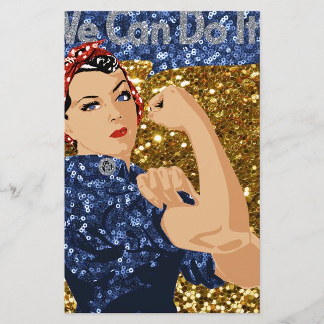 glitter rosie the riveter stationery (Front)