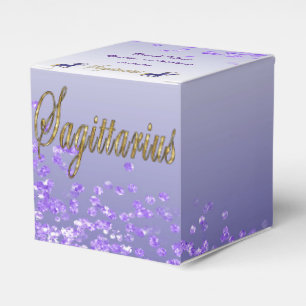 Glitter Sagittarius & Purple Glitter Birthday Favour Box