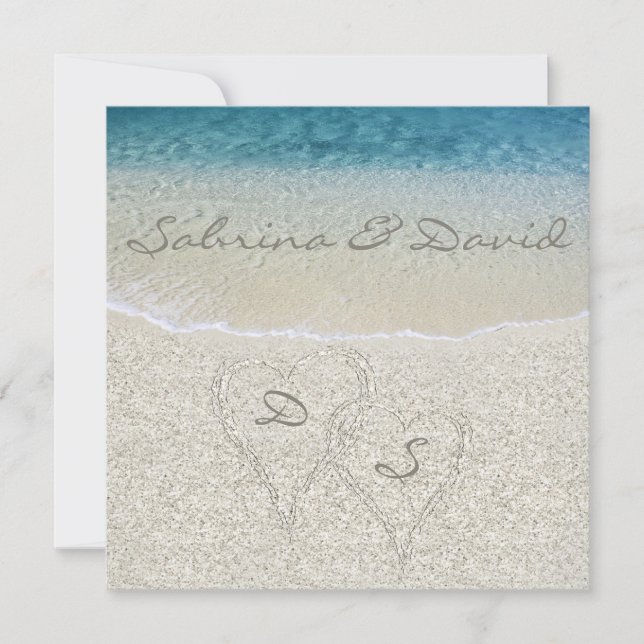 Glitter Sandy  Beach Wedding Invitation (Front)