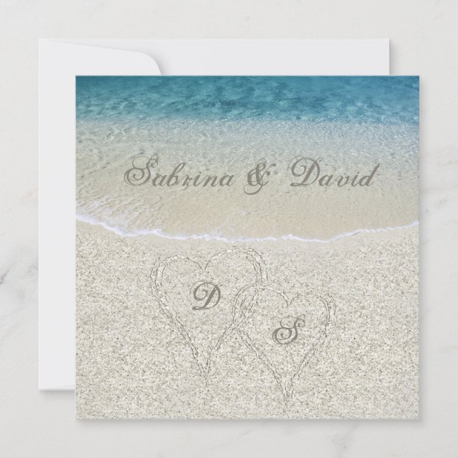 Glitter Sandy  Beach Wedding Invitation (Front)