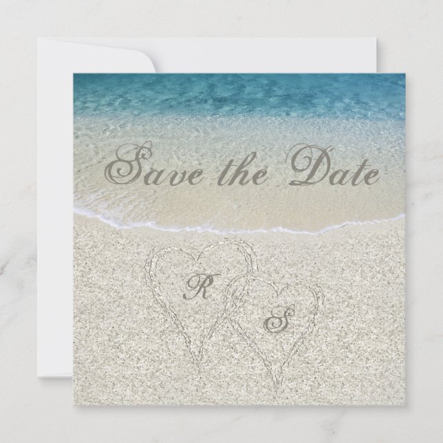Glitter Sandy  Beach Wedding Save the Date Invitation (Front)