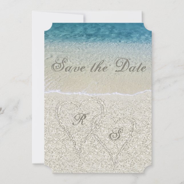 Glitter Sandy  Beach Wedding Save the Date Invitation (Front)