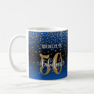 Glitter & Script 50 & Fabulous, Blue Black Ombre Coffee Mug