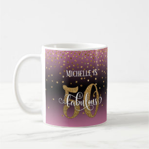 Glitter & Script 50 & Fabulous, Pink Black Ombre Coffee Mug