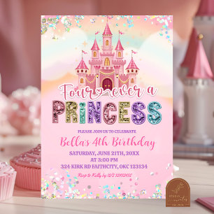 Glitter Sequin Fourever a princess birthday Invitation