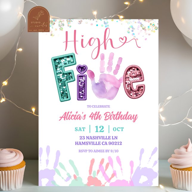 Glitter Sequin High Five Birthday Invitation (Creator Uploaded)