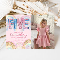 Glitter Sequin Rainbow 5th Birthday Photo