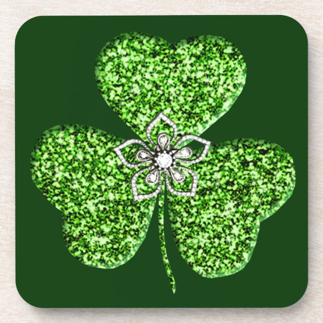 Glitter Shamrock And Flower Coasters (Front)