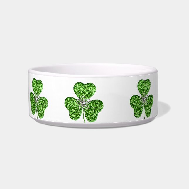 Glitter Shamrock And Flower Pet Bowl (Left)