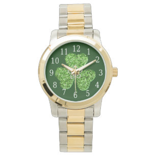 Glitter Shamrock And Flower Watch